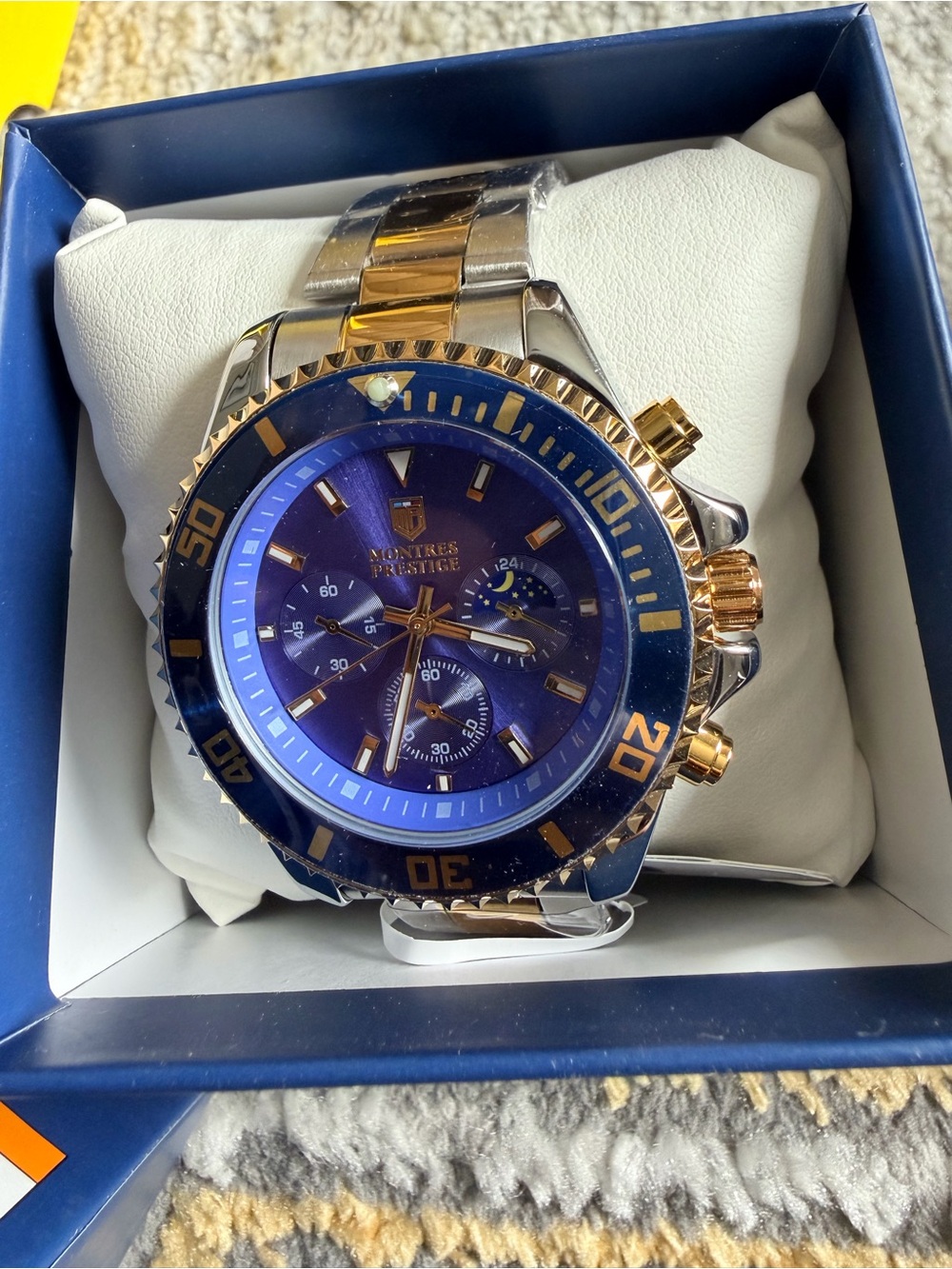Montres Prestige Blue & Gold Watch